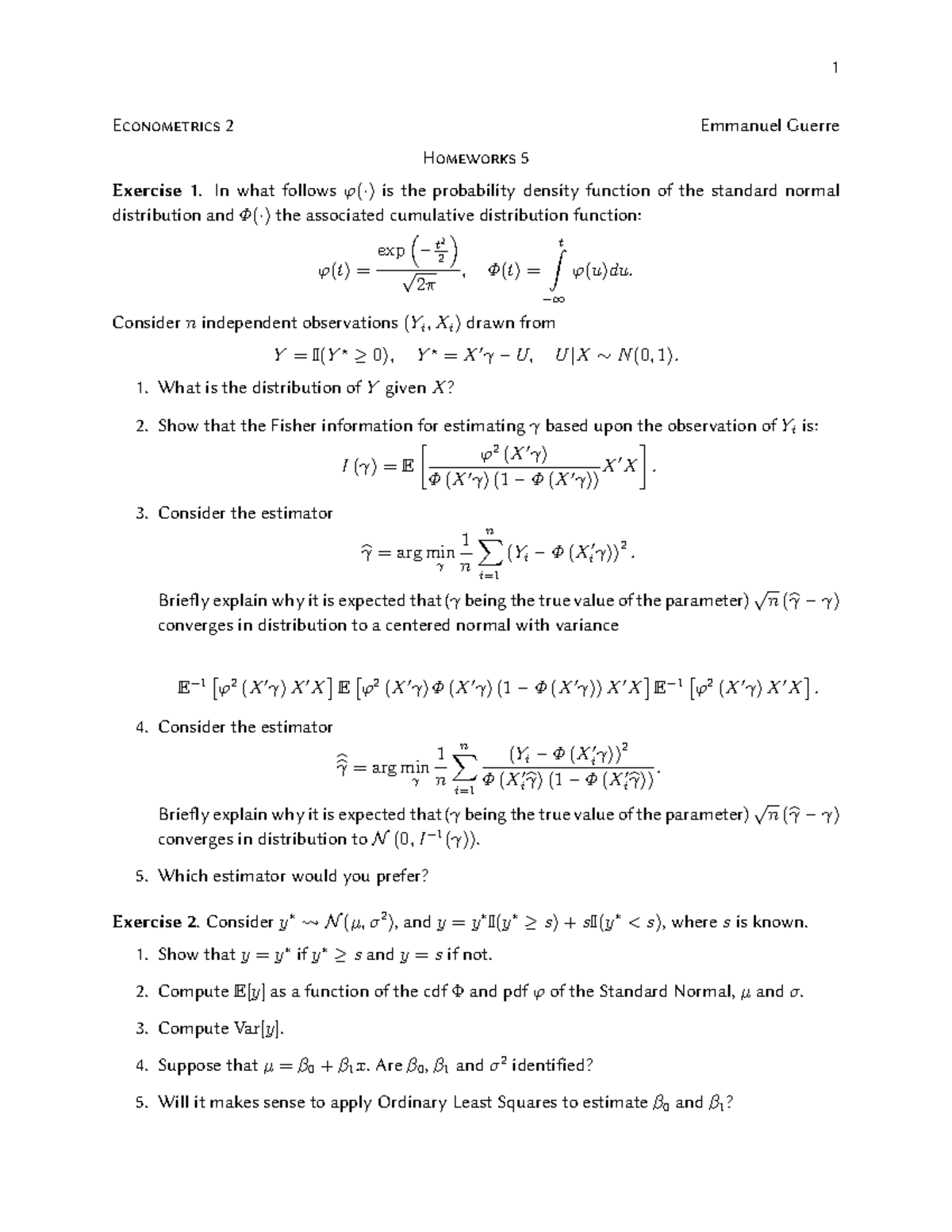 Econometrics 2 - Homework 5 Solutions and Analysis - Studocu