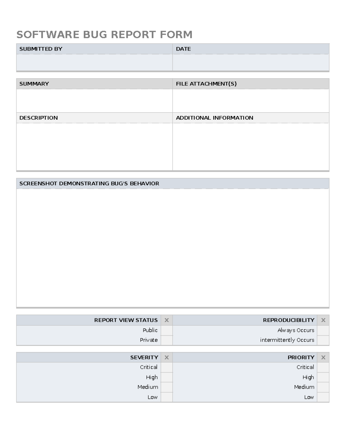 Software BUG Report FORM - Electric Engineering - SOFTWARE BUG REPORT ...