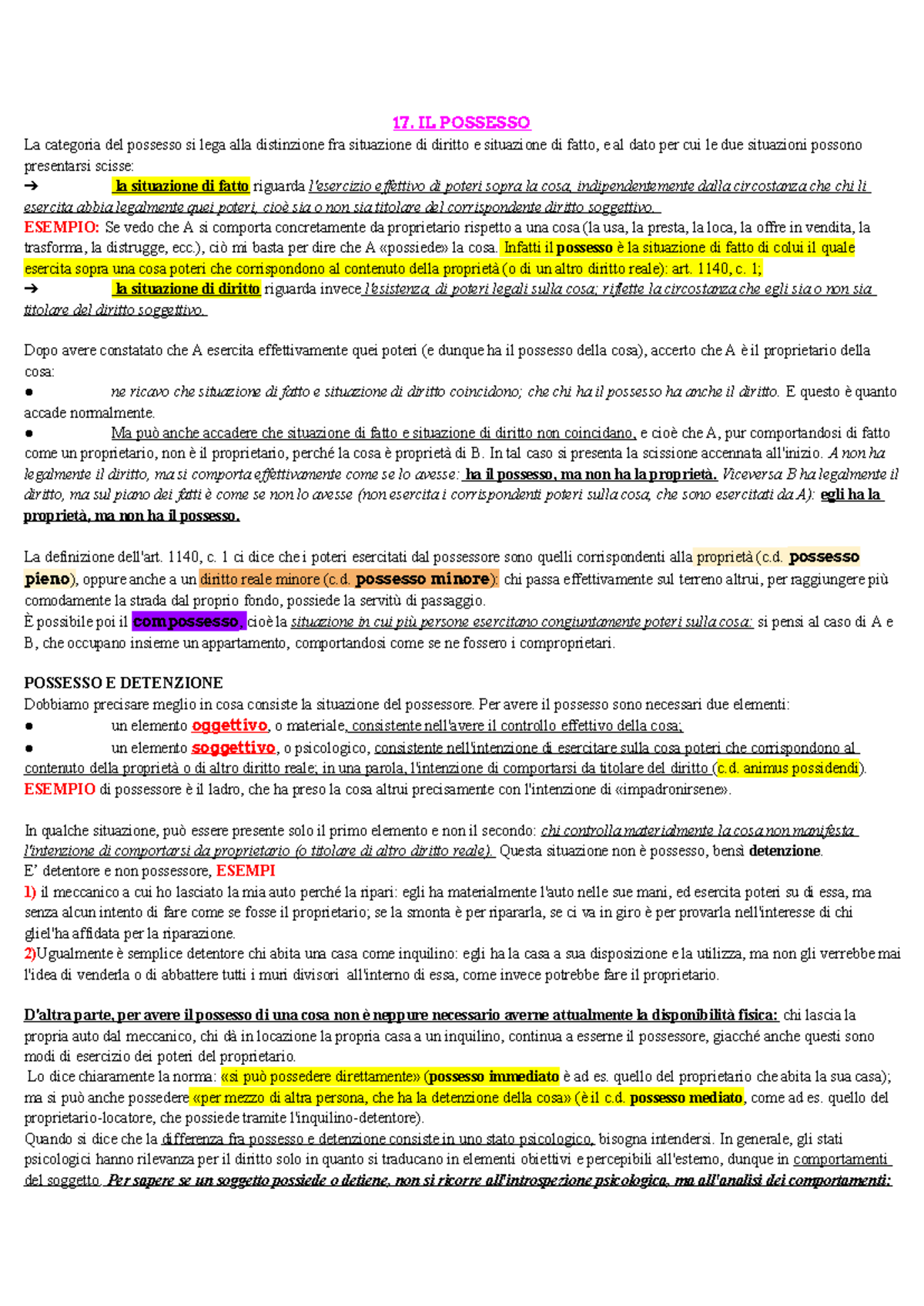 17. IL POSSESSO: Distinzione tra Possesso e Detenzione nel Diritto ...