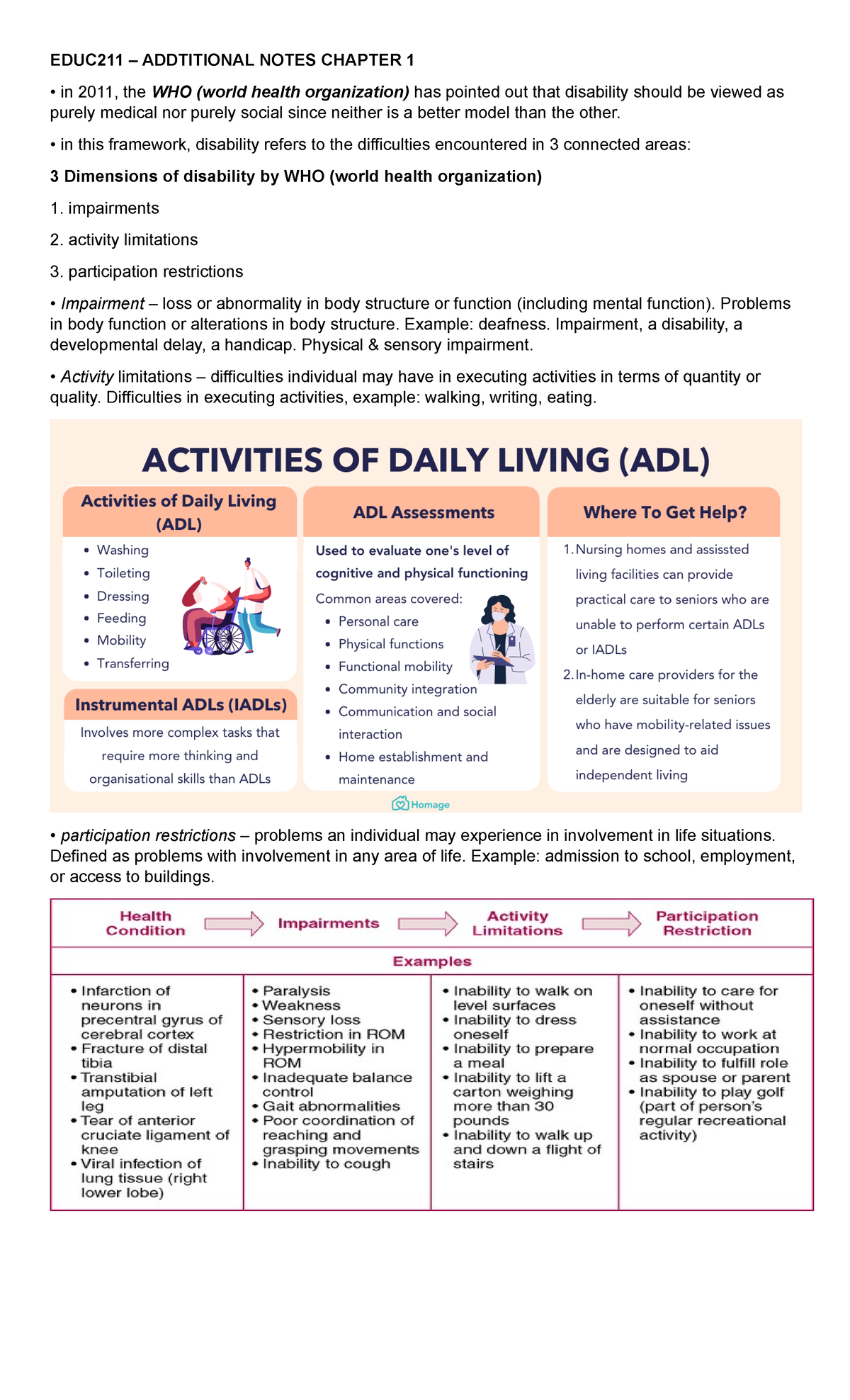 EDUC211 - Additional Chapter Notes on Disability Models and Barriers ...