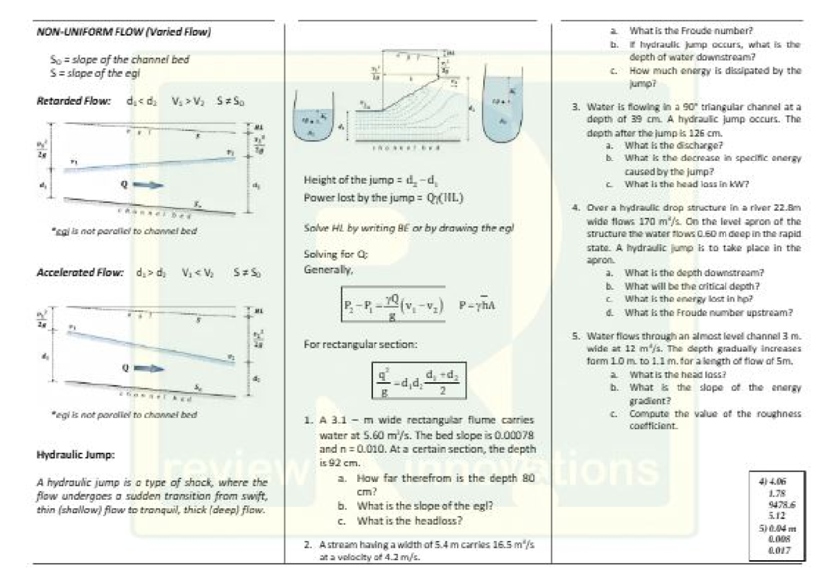 Hydraulics Fluid FLOW 3 - FLOW (Varied Flow) a What is the Froude ...