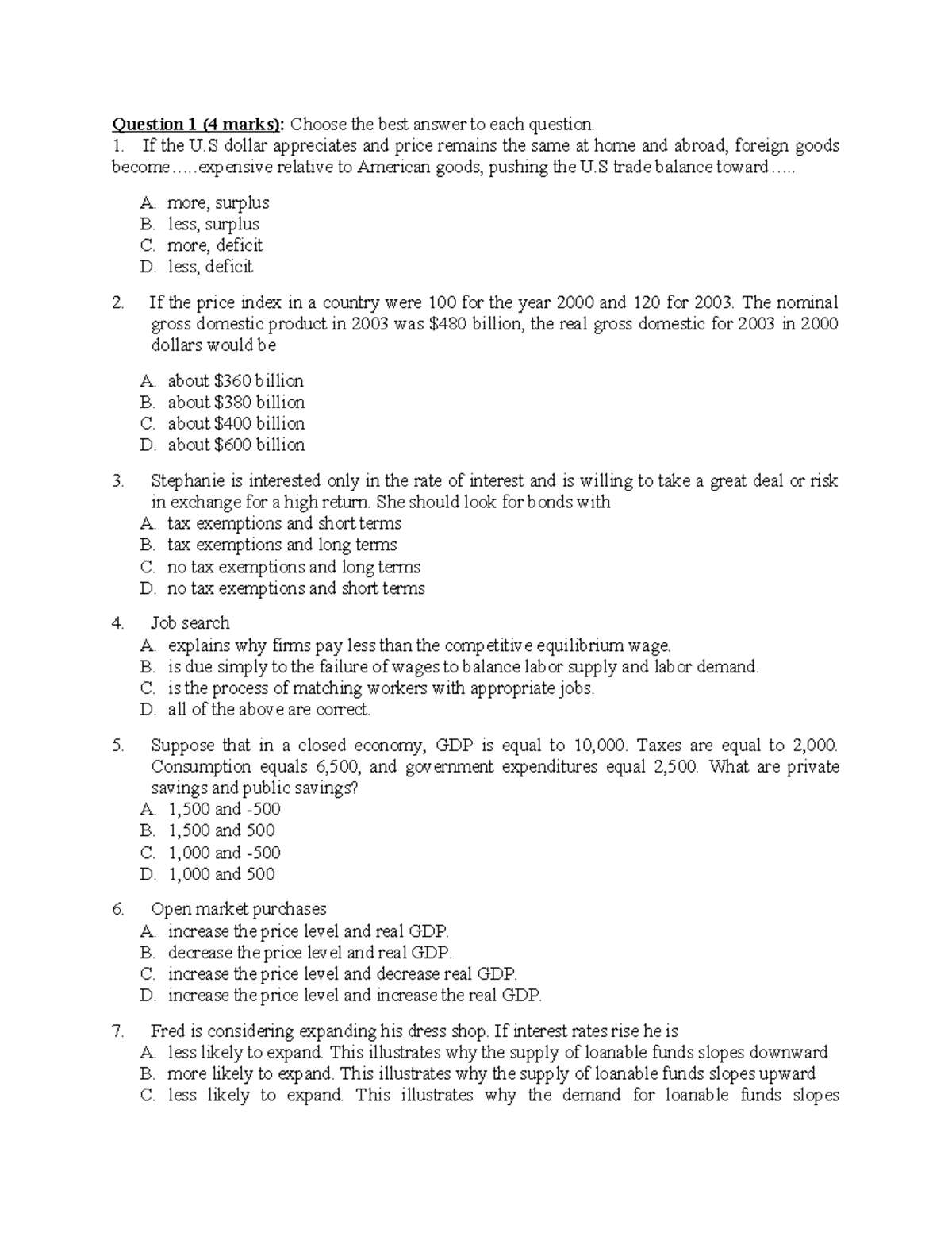 Revision Questions for Economics 101: Midterm Exam Prep - Studocu