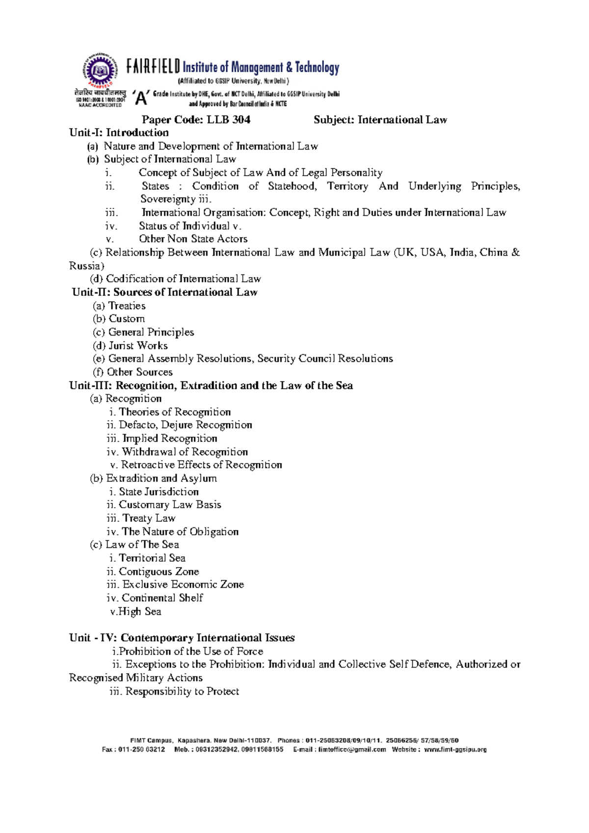 International Law Overview and Key Concepts - LLB 304 Notes - Studocu
