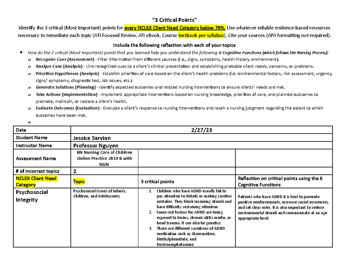 FILE 3515 3 point - hojewokr - “3 Critical Points” Identify the 3 ...