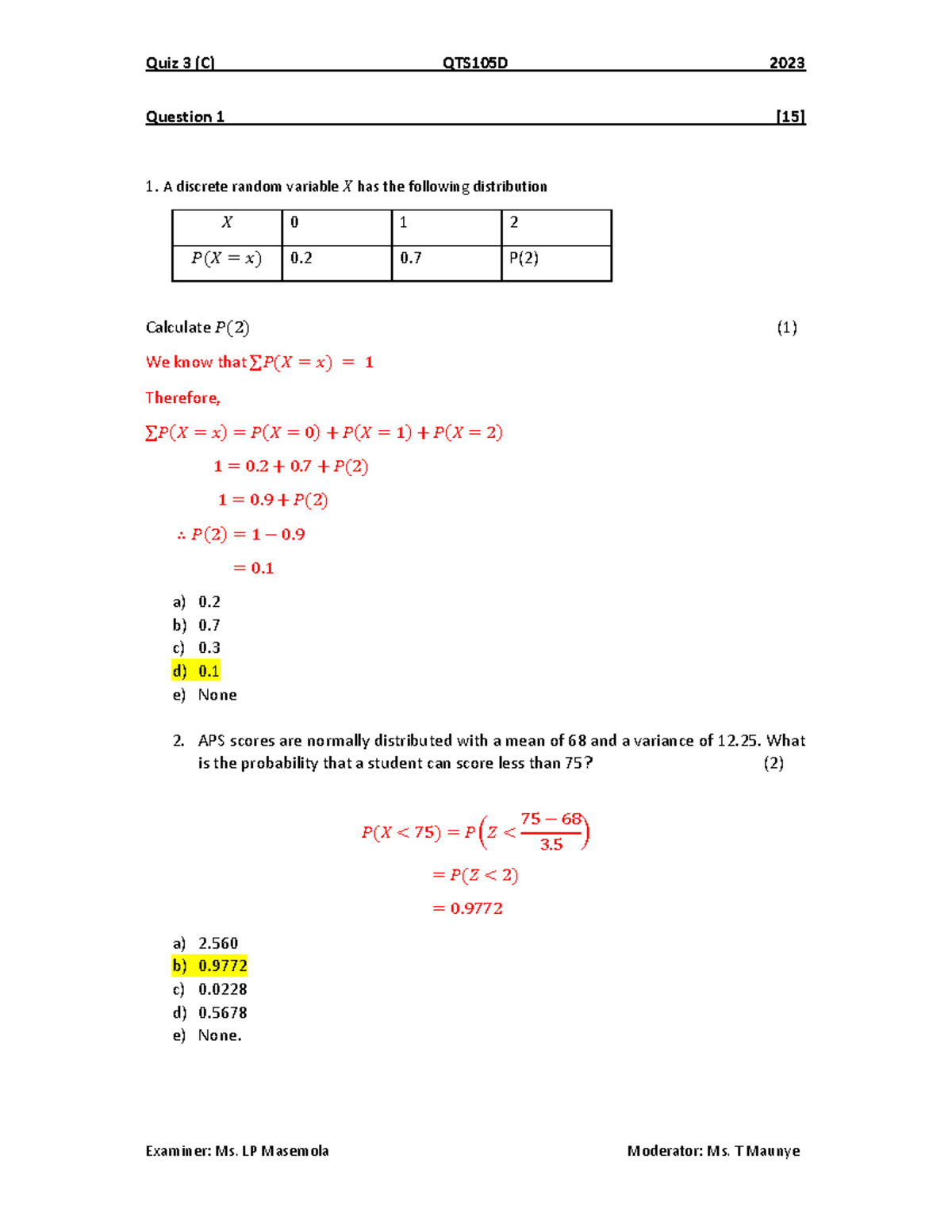 Quiz 3 (C) QTS105D 2023 - Statistics Practice Questions - Studocu