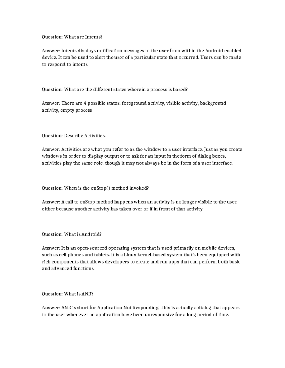 Android Intents and Activity States Overview - Studocu