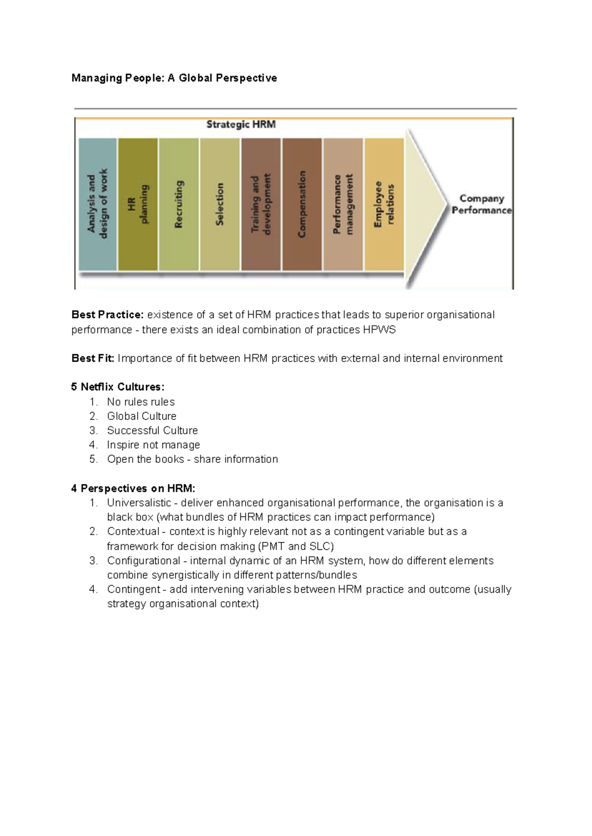 Managing People: A Global Perspective - Summary Insights - Studeersnel