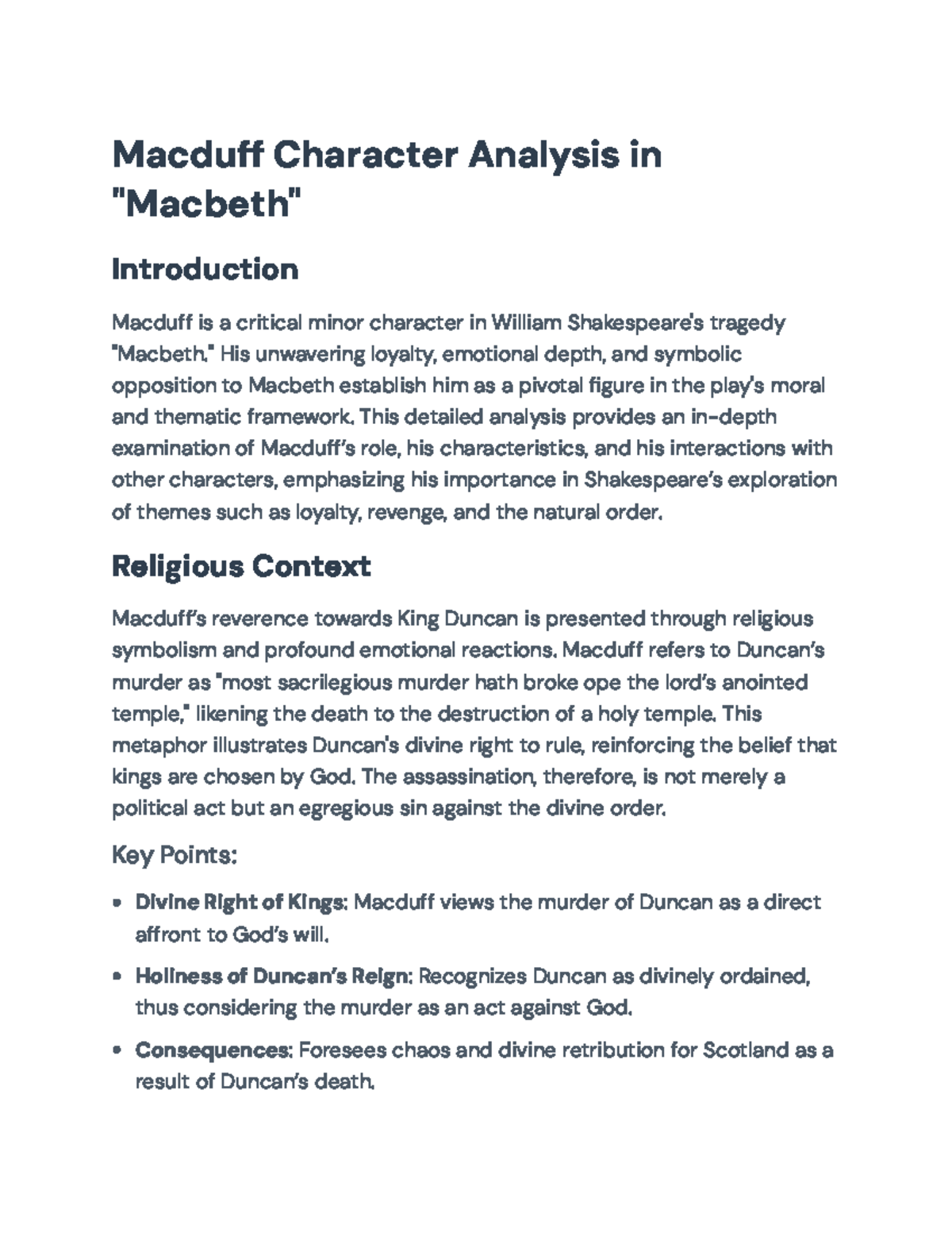 Macduff: In-Depth Character Analysis in Shakespeare's Macbeth (ENG 201 ...