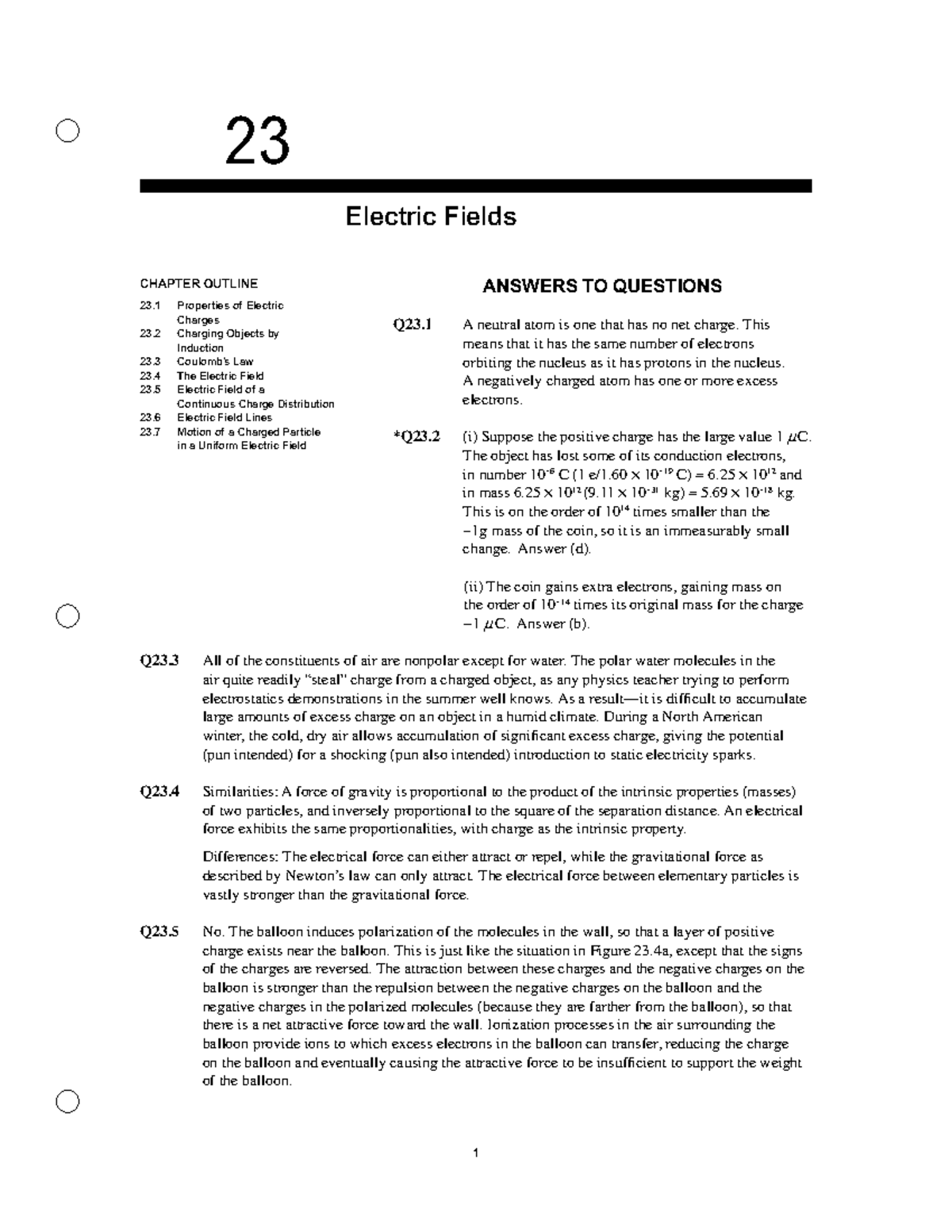 SM CH 23 - Solution to Electric Fields in Serway 7th Ed. - Studocu
