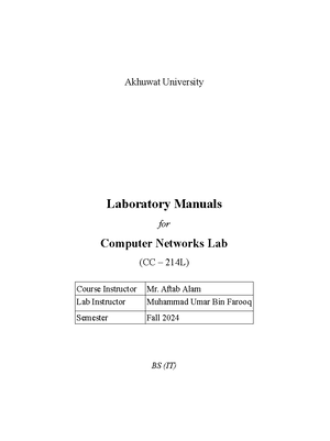 IT-310 networking lab paper 2 - F. G. DEGREE COLLEGE FOR WOMEN KHARIAN ...