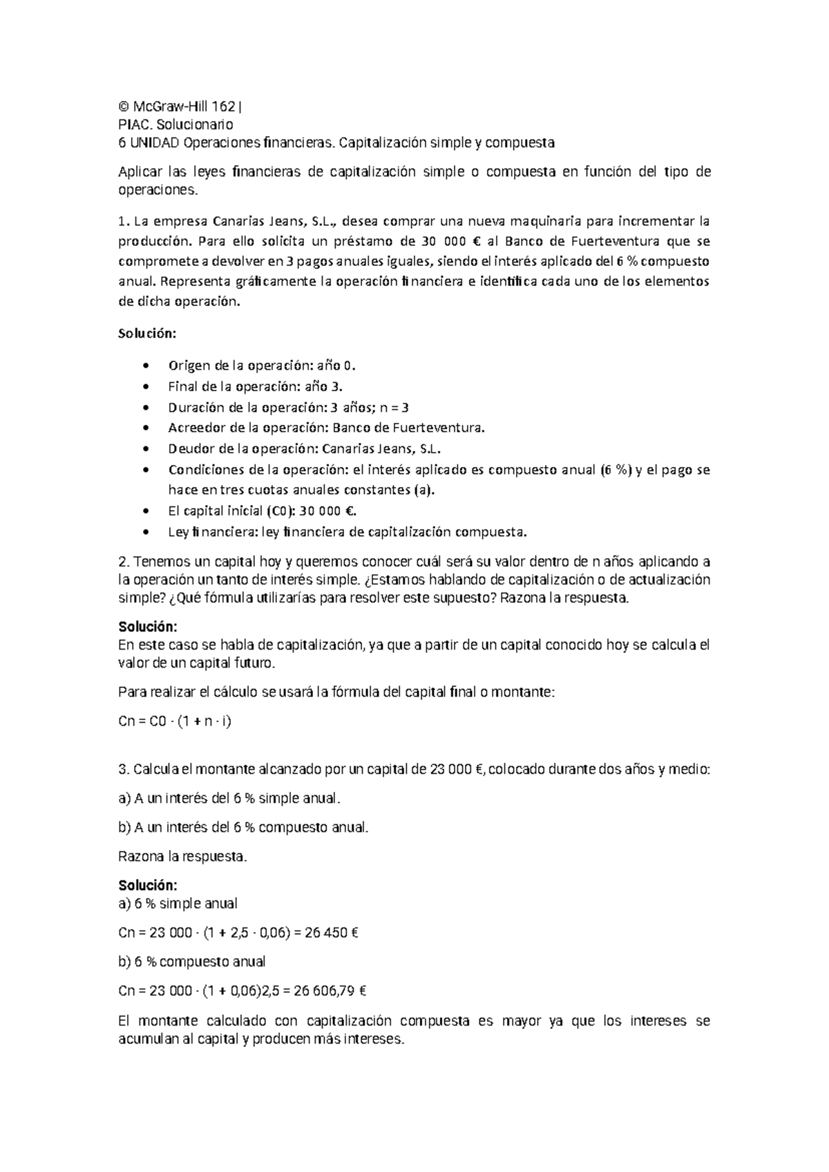 Solucionario Ejercicios Tema 6: Capital Simple y Compuesto, Financieras ...