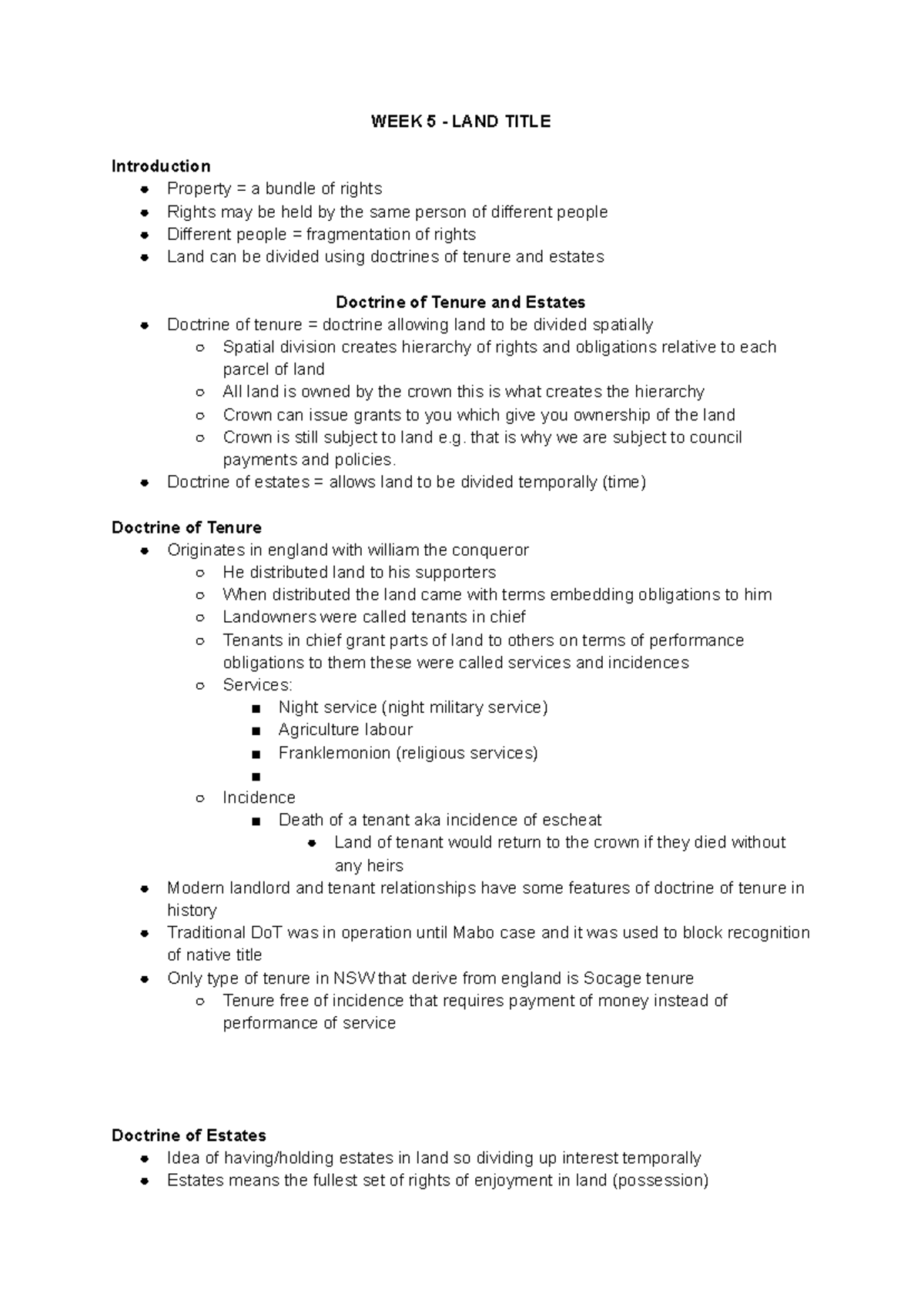 Land title and native title overview (LAW 101) - Studocu