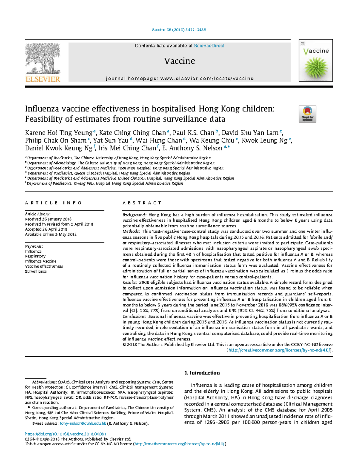 Influenza Vaccine Effectiveness in Hospitalized Children: A Study ...