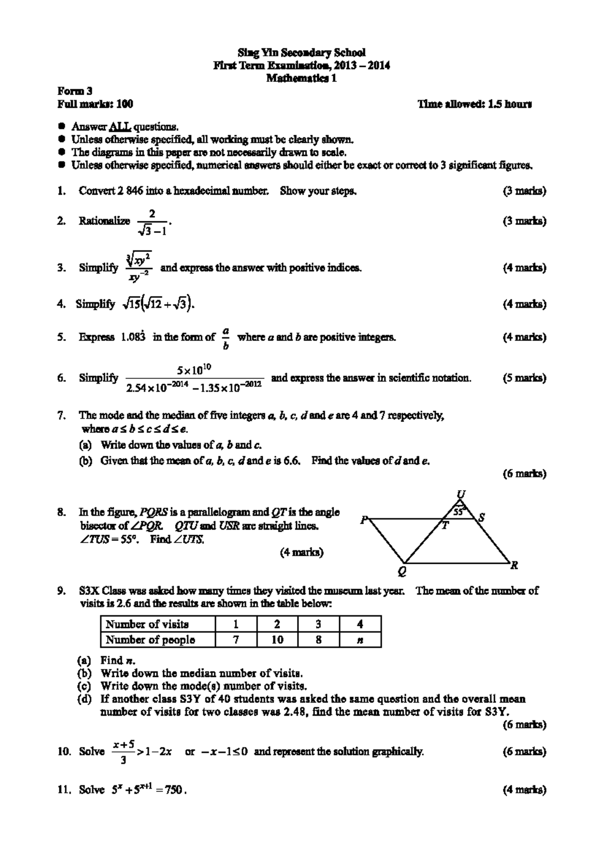 F3 Maths Final Exam Study Guide and Tips - Studocu
