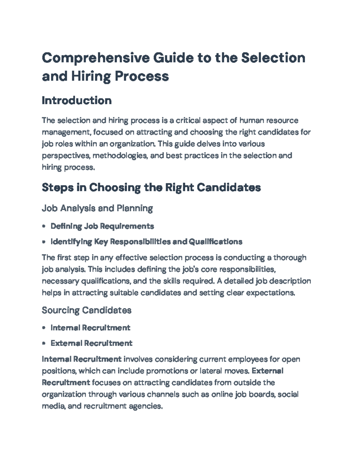 HRM 201: Comprehensive Guide to the Selection & Hiring Process - Studocu