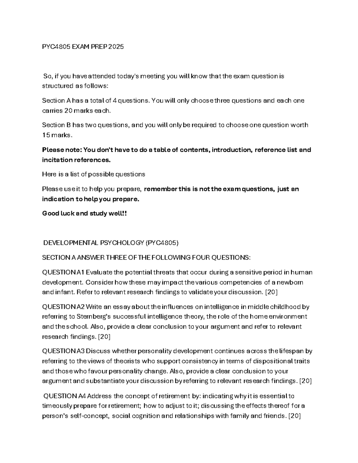 PYC4805 Final Exam Prep Guide 2025: Key Topics & Structure - Studocu