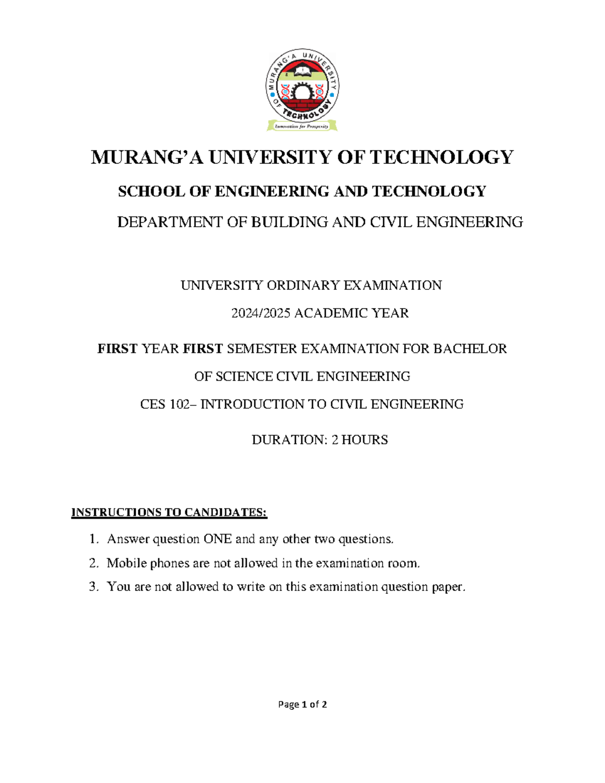 CES 102 Final Exam: Introduction to Civil Engineering - Studocu