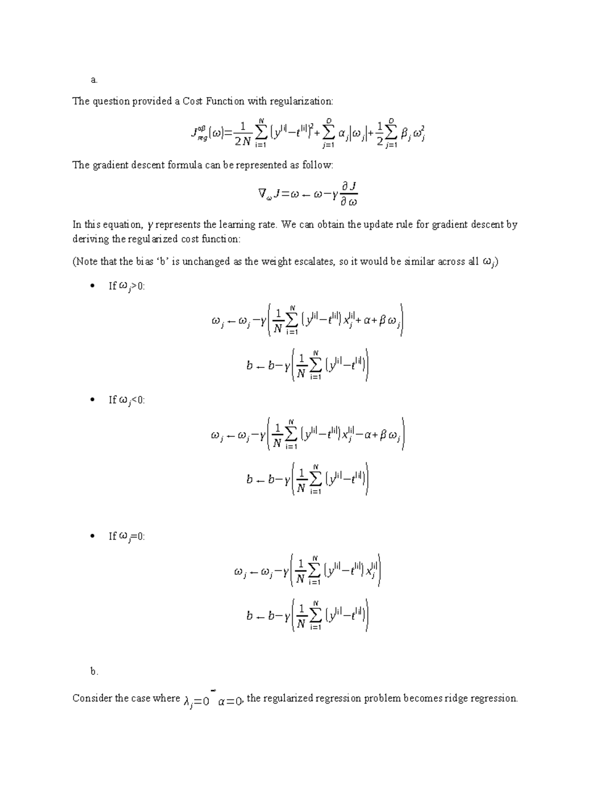 MLA HW1 - Regularized Cost Function & Gradient Descent Analysis - Studocu