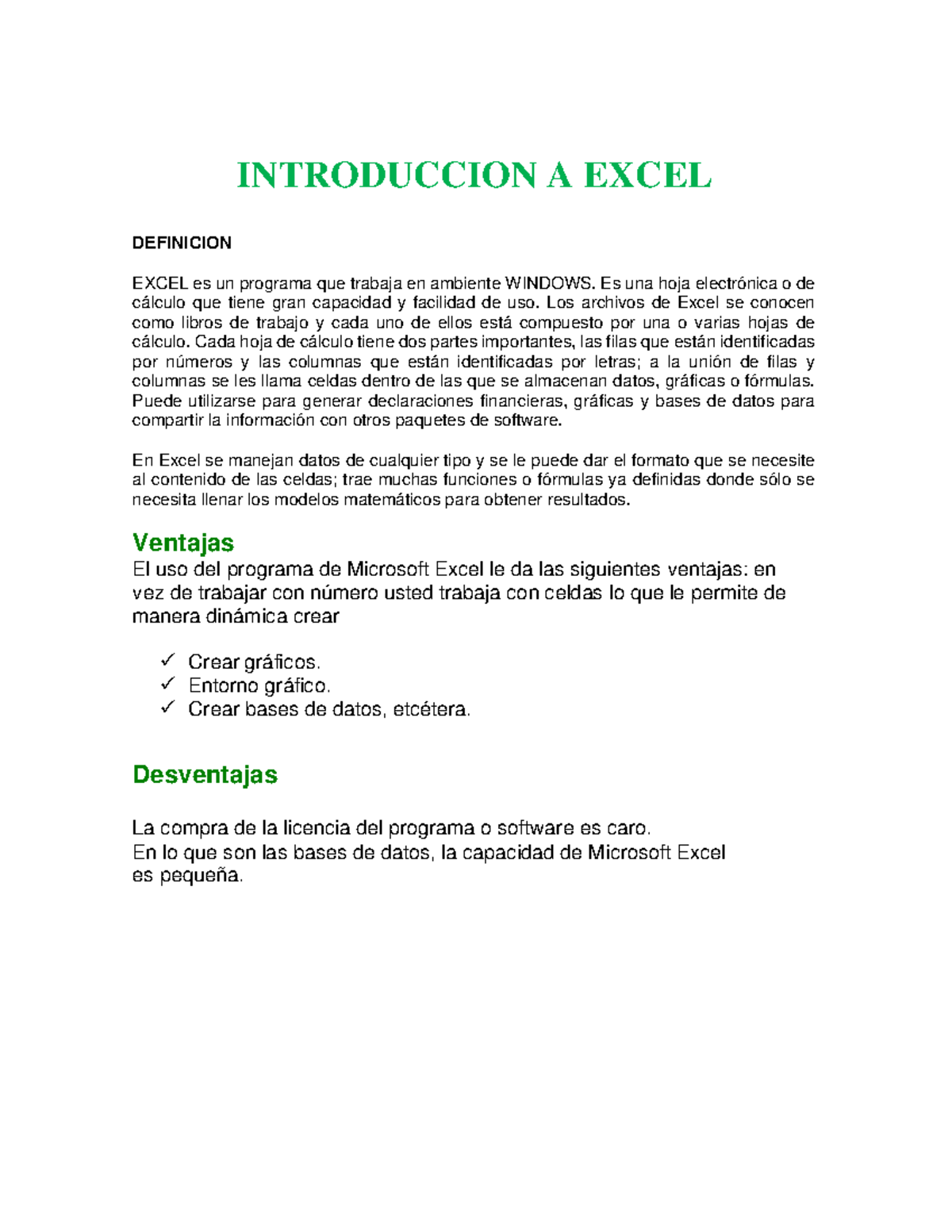 Introduccion A Excel - INTRODUCCION A EXCEL ####### DEFINICION ...