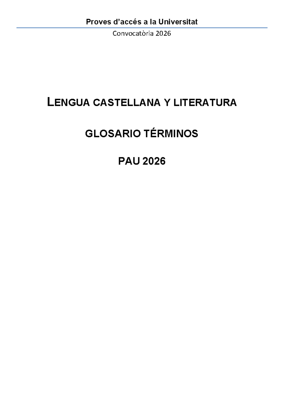 Glosario de Términos para PAU 2026 en Lengua Castellana y Literatura ...