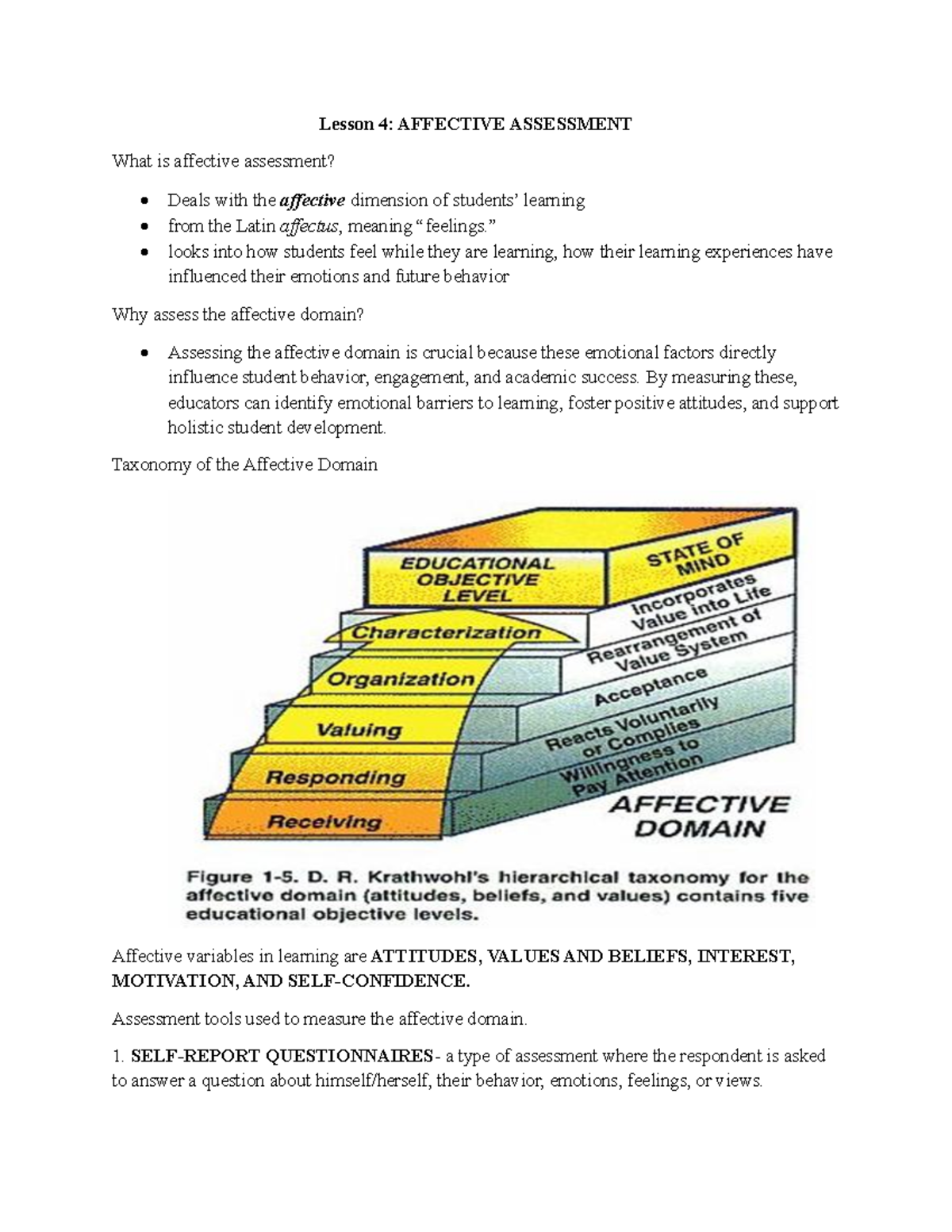Lesson 4: Affective Assessment in GFD Course Summary - Studocu