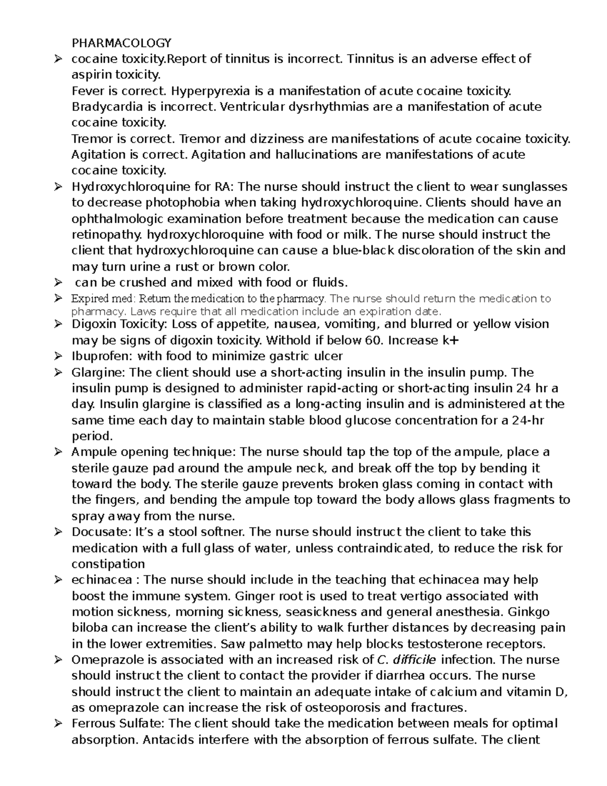 Pharm Study Guide: Med-Surg Pharmacology Insights and Toxicity - Studocu