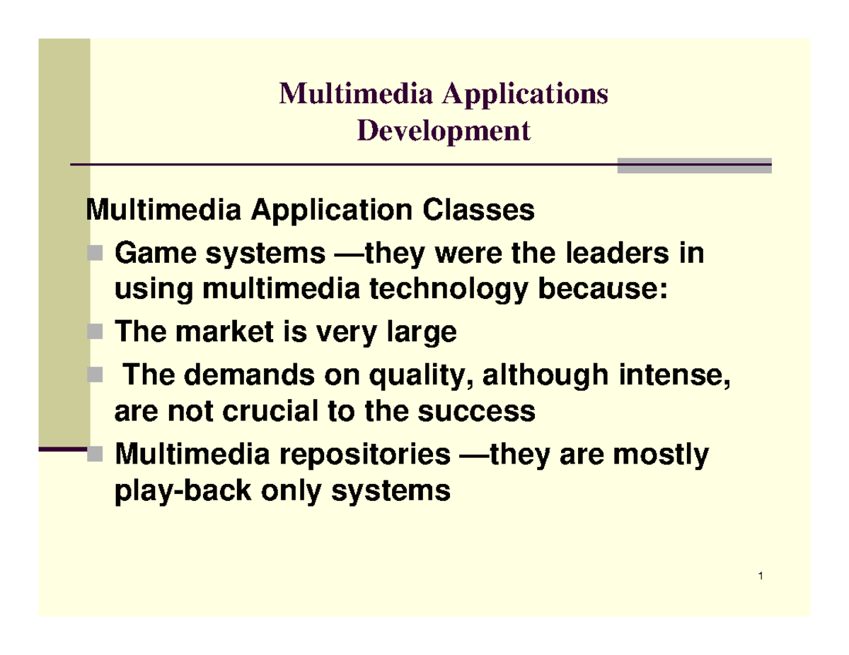 Multimedia Applications Development: Key Concepts and Components - Studocu