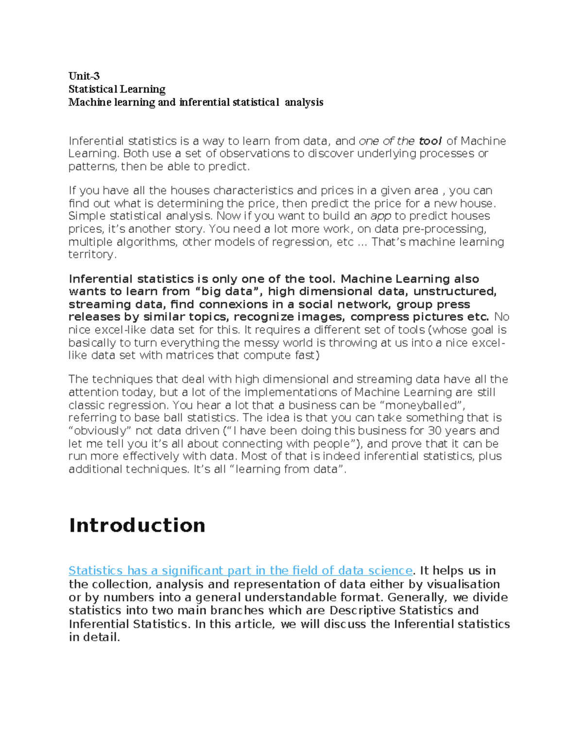 Statistical Learning: Inferential Stats & Machine Learning Insights (ML ...