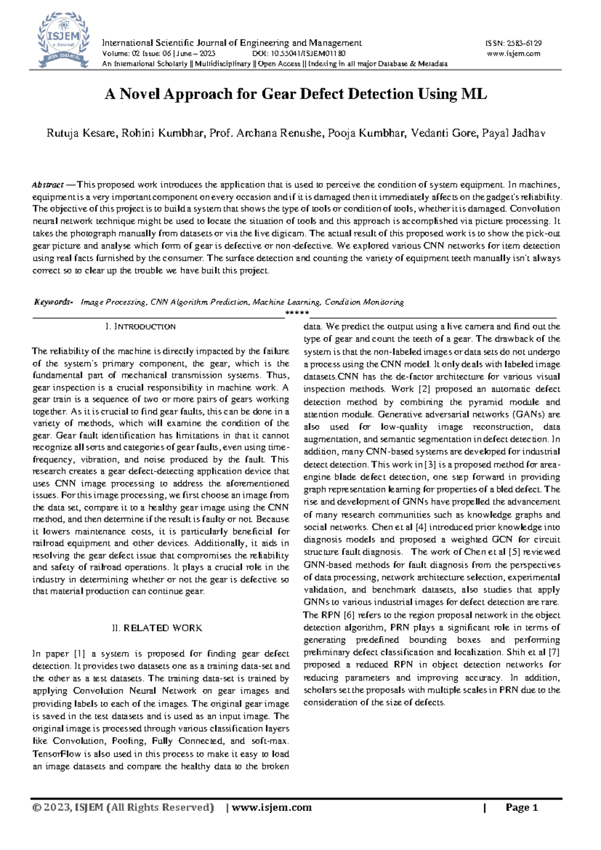 Gear Defect Detection Using Machine Learning Techniques in Industry ...