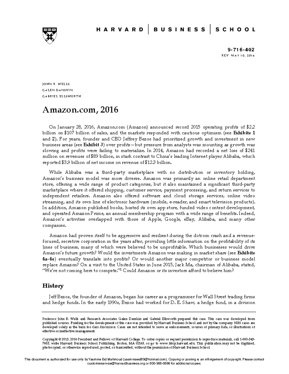 Amazon Case Study: Market Growth & Profitability Analysis (2016) - Studocu