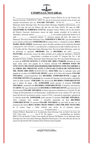 COMPULSA NOTARIAL - ACTO DE DETERMINACION DE HEREDERO - Studocu