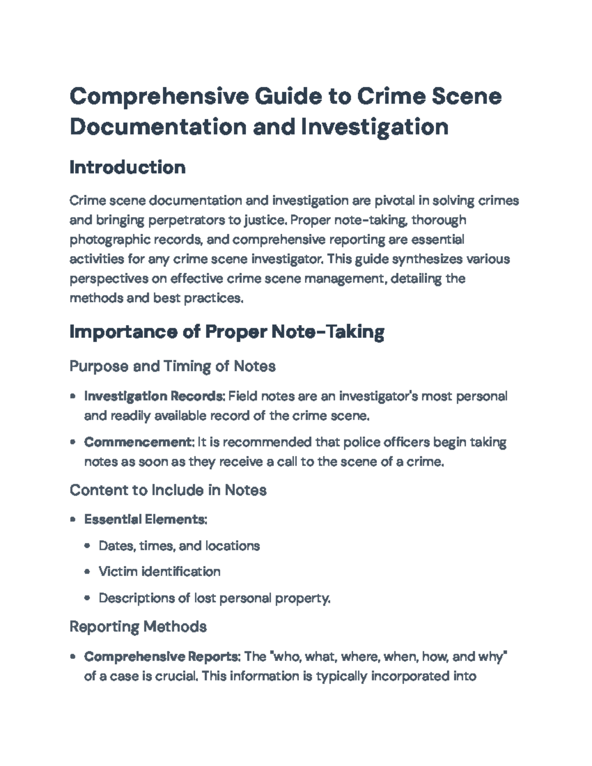 Comprehensive Guide to Crime Scene Documentation and Investigation ...