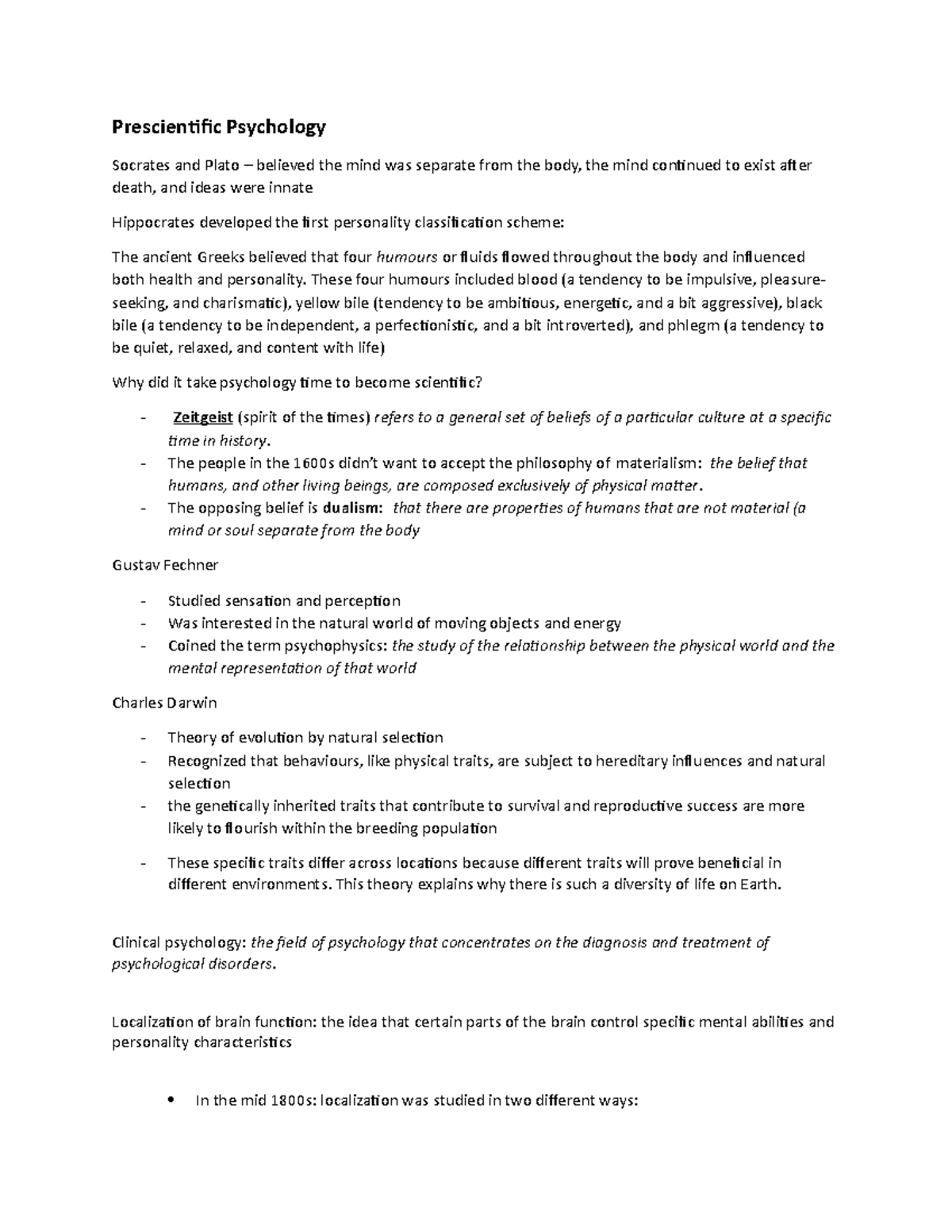 Unit 1 Lecture Notes - PSYC-1000 - U of W - Studocu