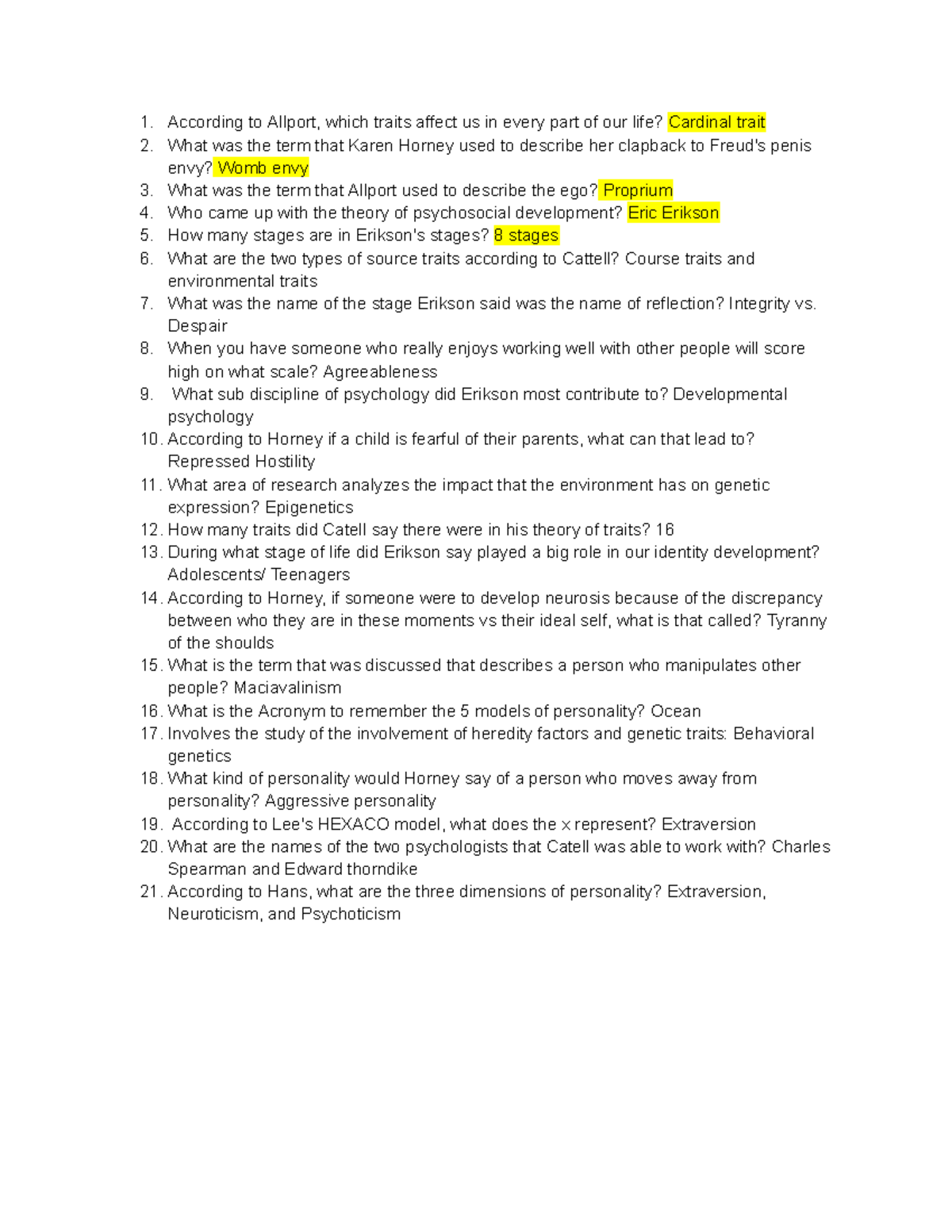 Psychology Exam 2 (PSY 331) Notes: Key Concepts & Theories - Studocu