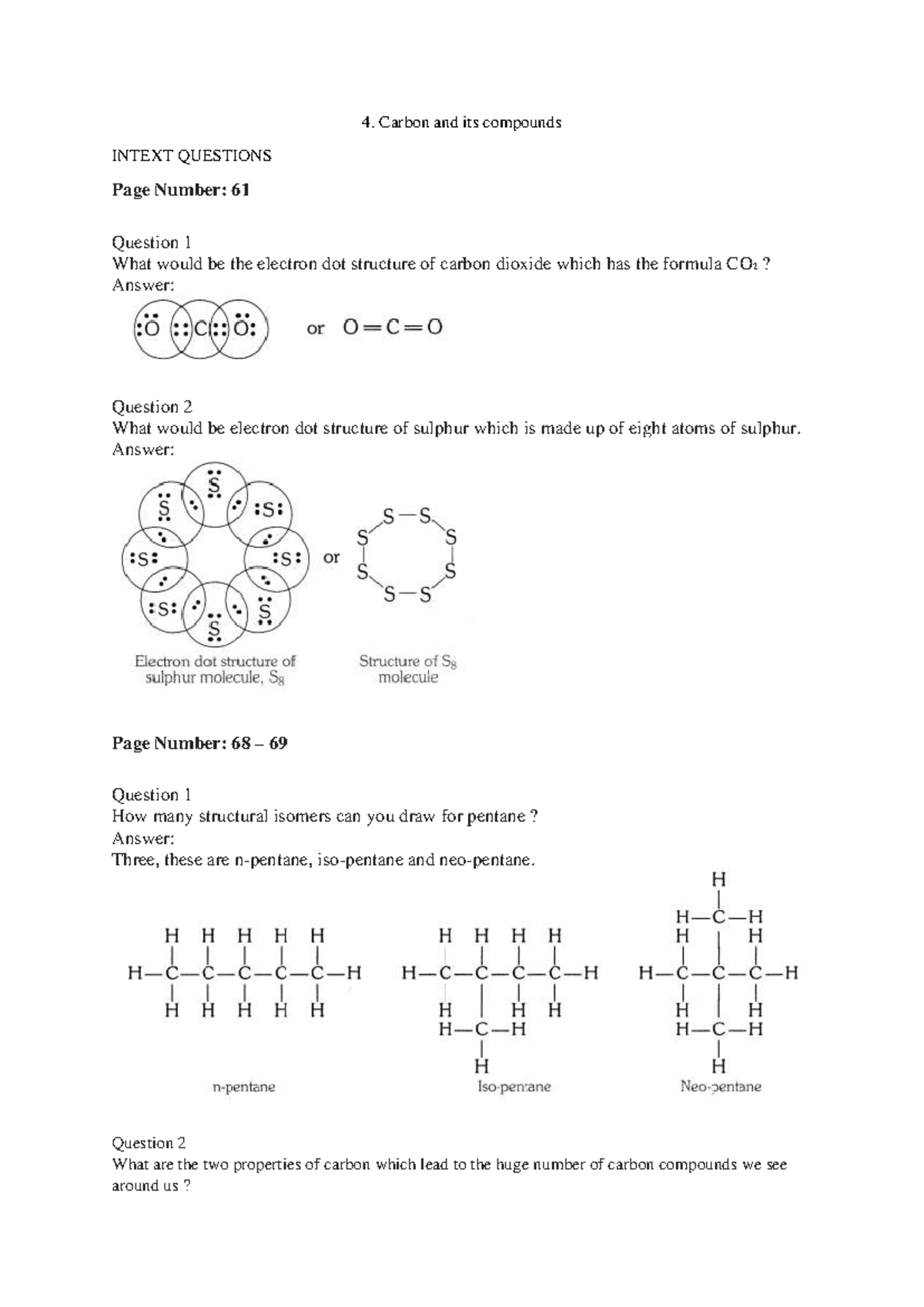 4. Carbon and Its Compounds: Exercise Questions and Answers - Studocu