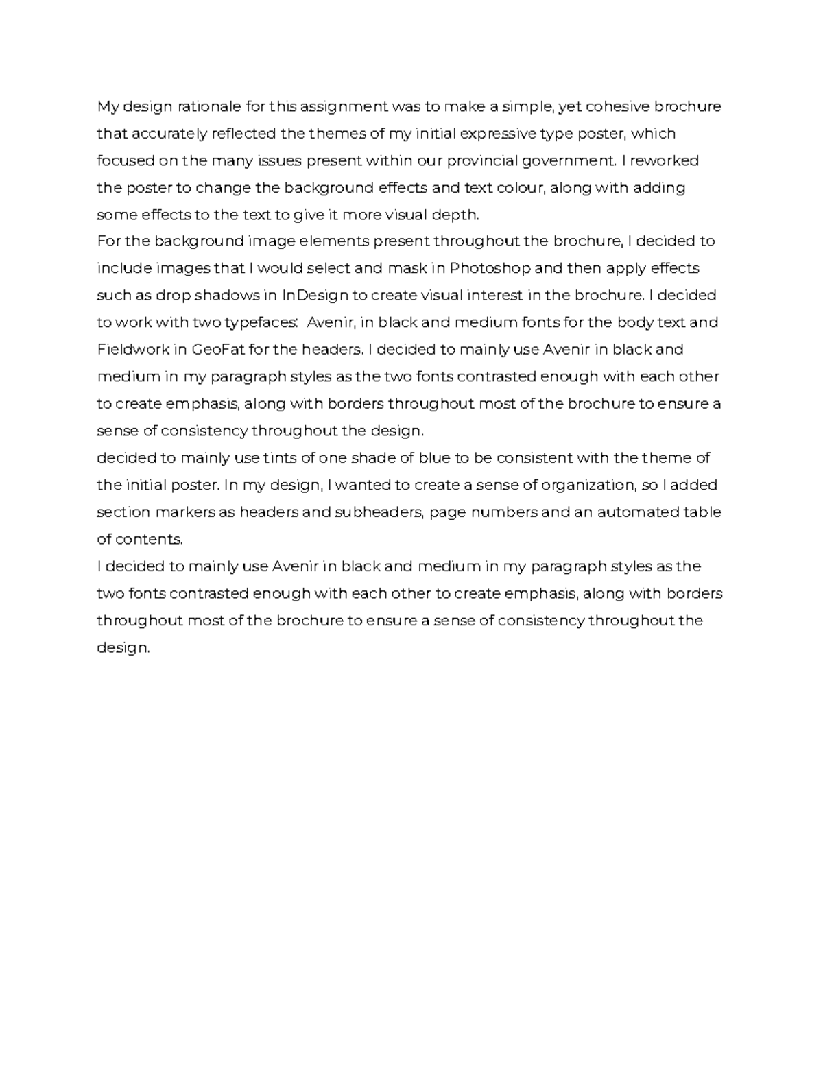 GCM230 Design Rationale Assignment 2: Brochure Creation Insights - Studocu