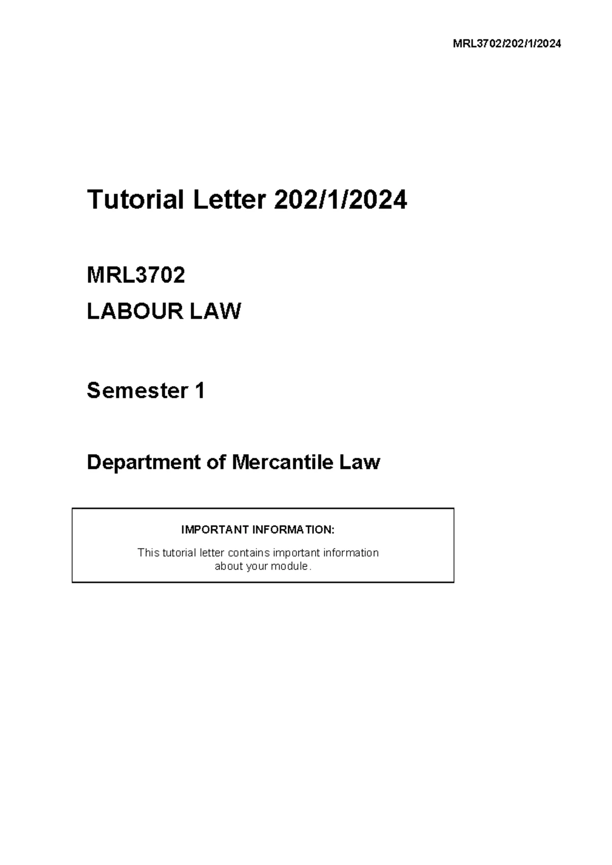 MRL3702 Labour Law Overview: Chapters 2-9, 11 & 12 Summary - Studocu