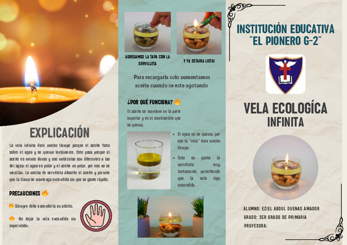 Folleto Ecológico: Vela Infinita y su Funcionamiento - Document Preview