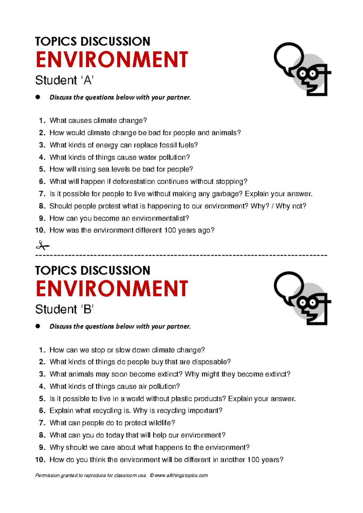 Discussing Environmental Issues - Speaking B2 Activity - Studocu