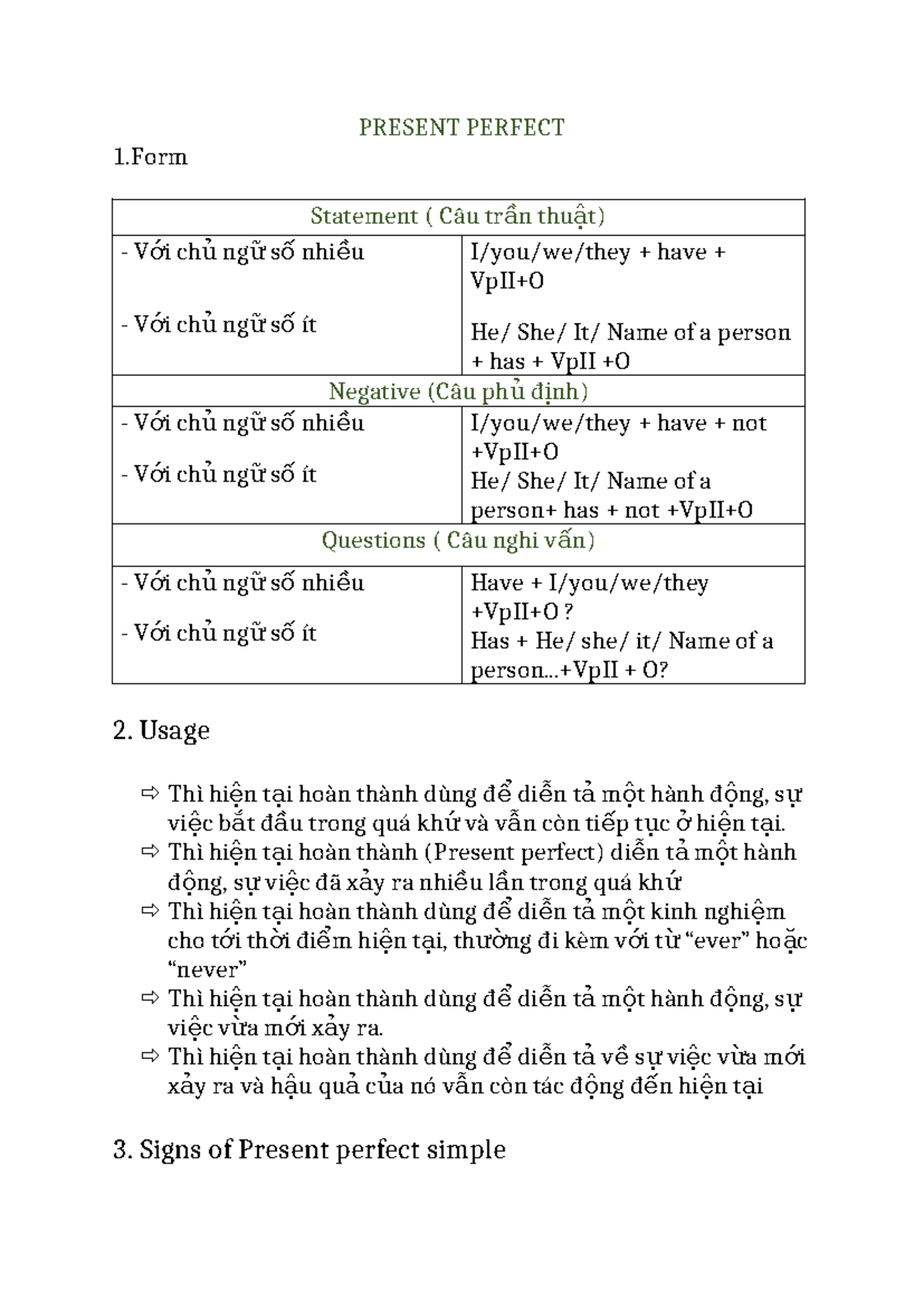 Present Perfect Tense Overview and Usage Guide - Studocu