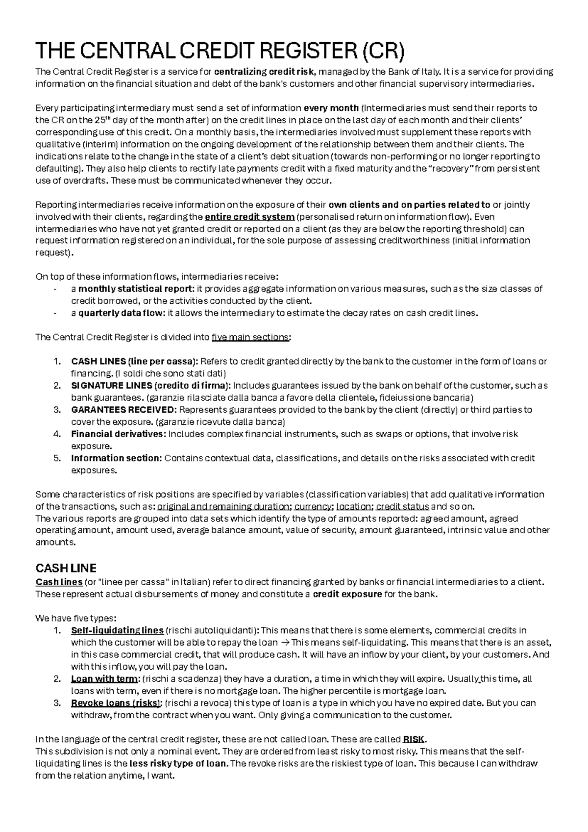 Central Credit Register (CR) Overview and Key Insights - Studocu