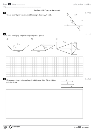 Sprawdzian Wielokaty I Okregi Matematyka Gimnazjum www.studocu.com