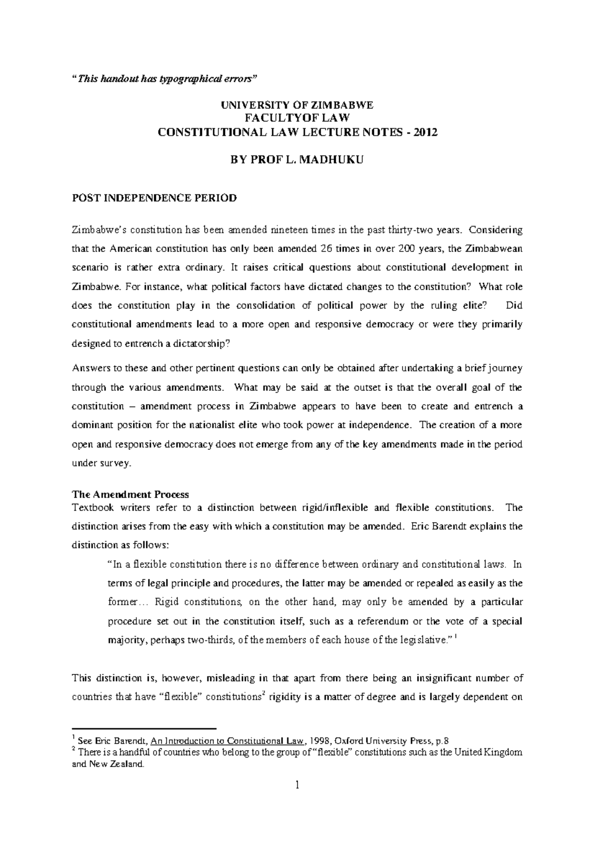 594677117 Constitutional law lecture notes amendments - “This handout ...