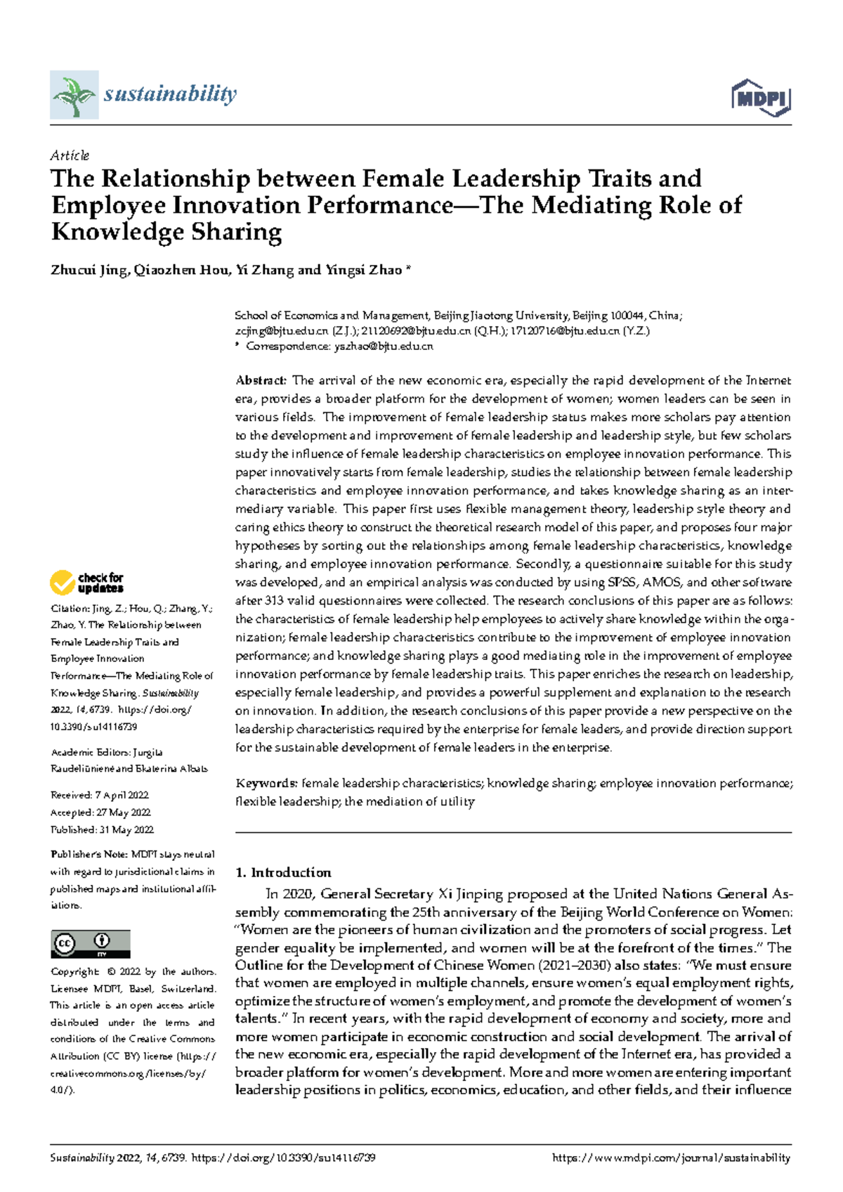 The Relationship between Female Leadership Traits and Employee ...