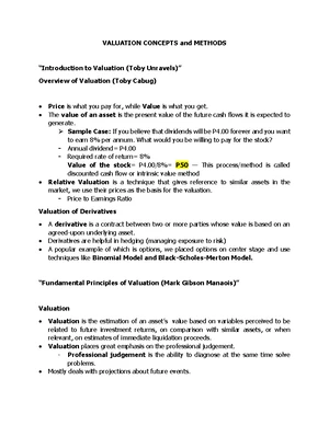 Lesson 2 - Asset Based Valuation - LESSON 2: ASSET-BASED VALUATION ...