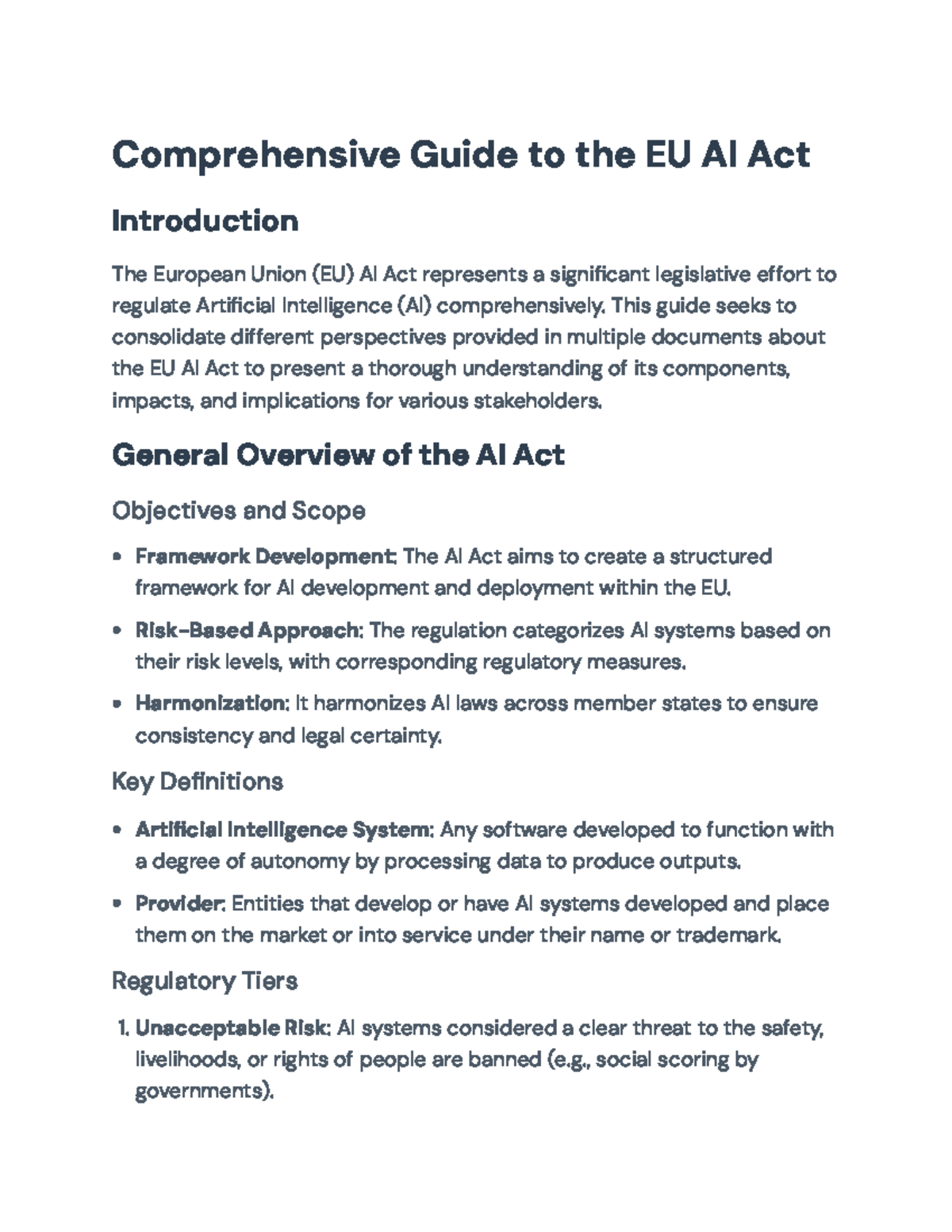 Comprehensive Guide to the EU AI Act: Framework, Impact & Compliance ...