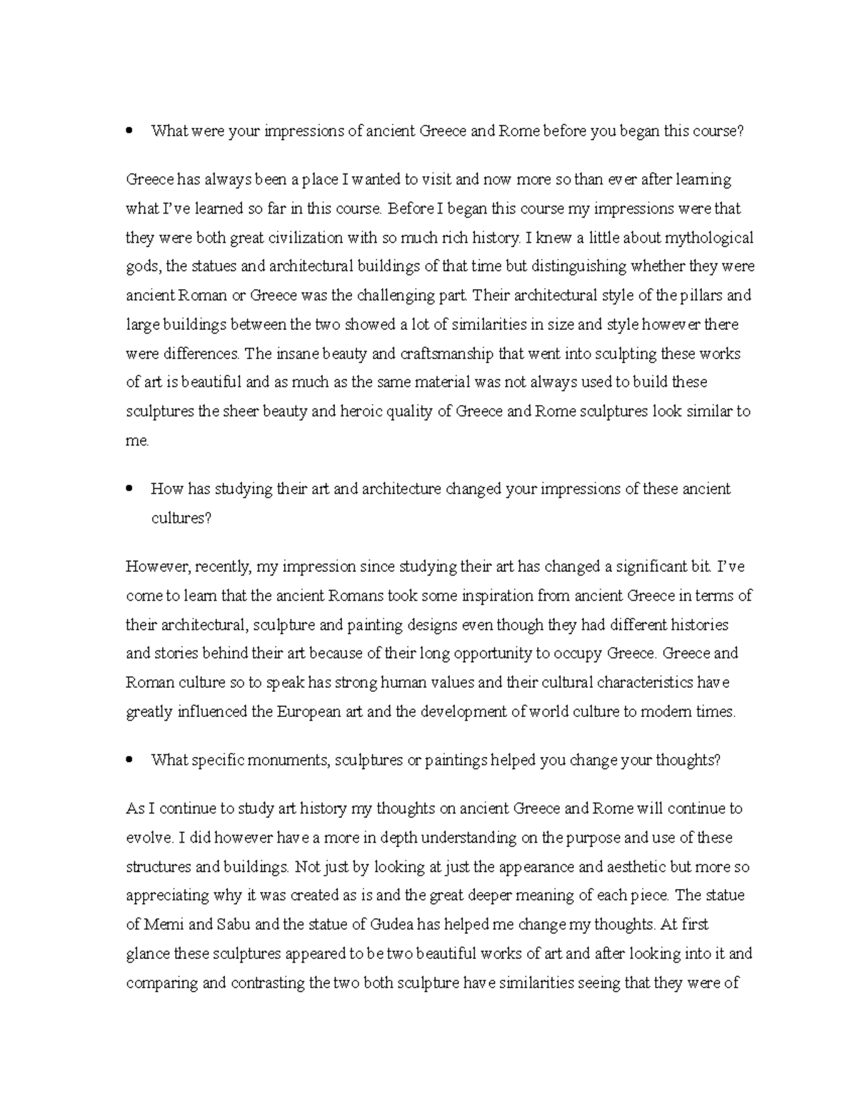 Ahist 1404 Learning Journal: Impressions of Ancient Greece & Rome - Studocu