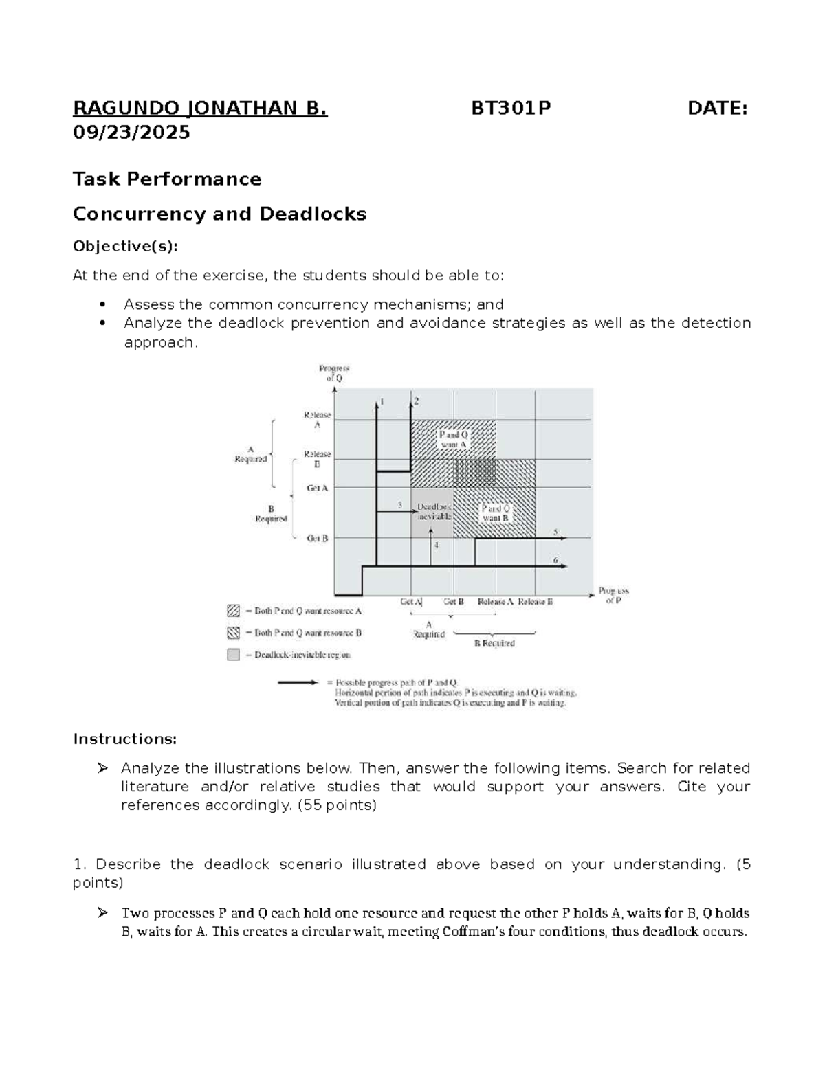Task Performance currency deadlocks - RAGUNDO JONATHAN B. BT301P DATE ...