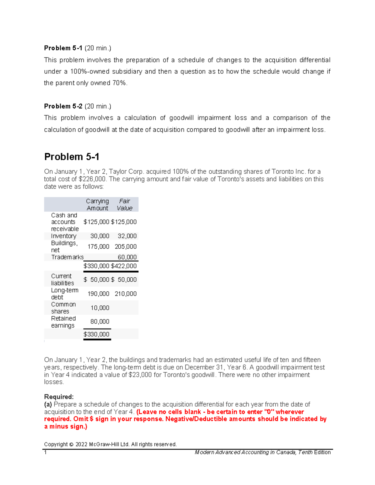 ACCT 4570 Chapter 5 Solutions for Problems 5-1 & 5-2 Analysis - Studocu