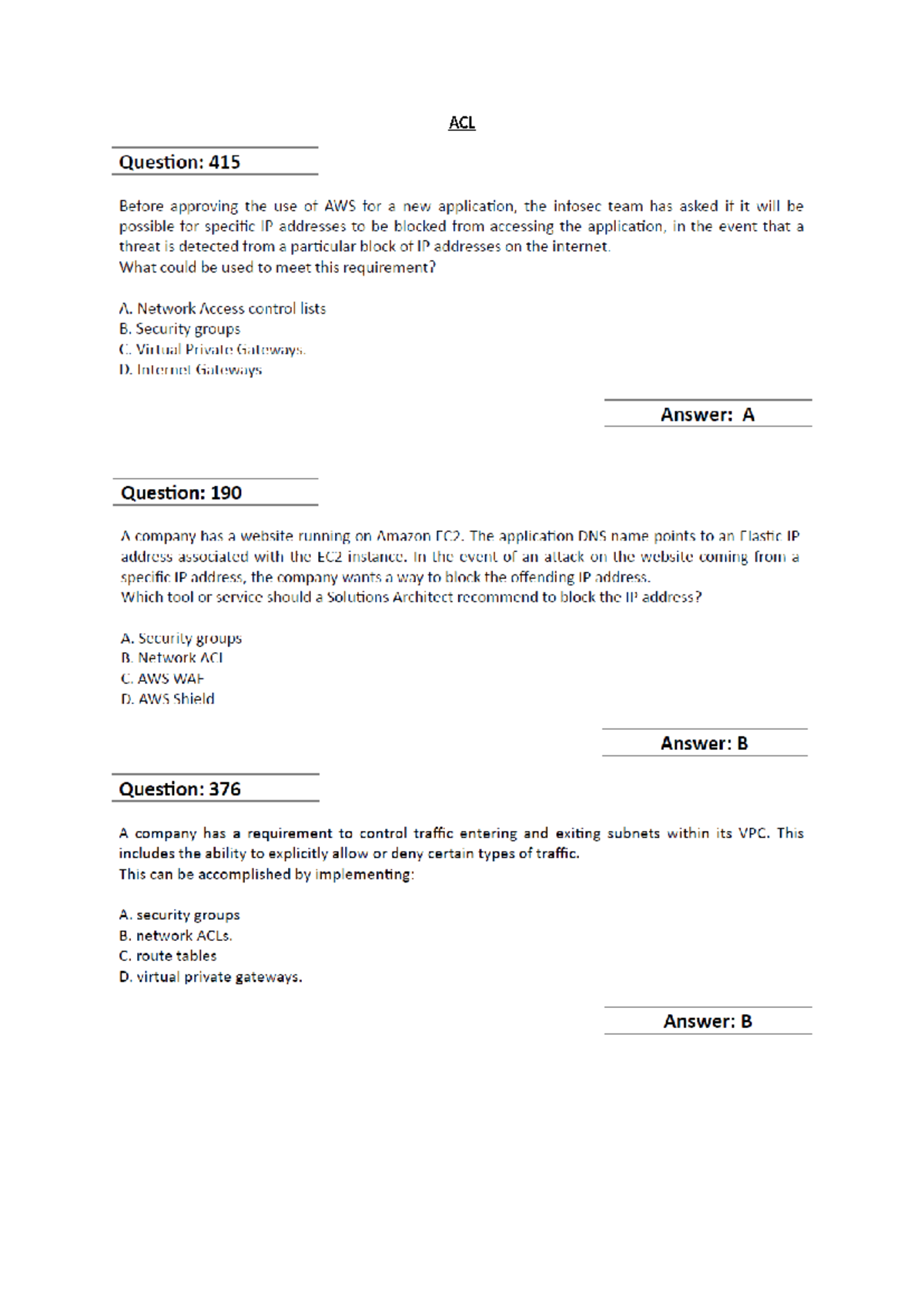 3.5- ACL - Assignment of ACL - ACL Question: 415 Before approving the ...